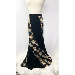 Free People | Black and Floral Swirl Maxi Skirt | Sz 10